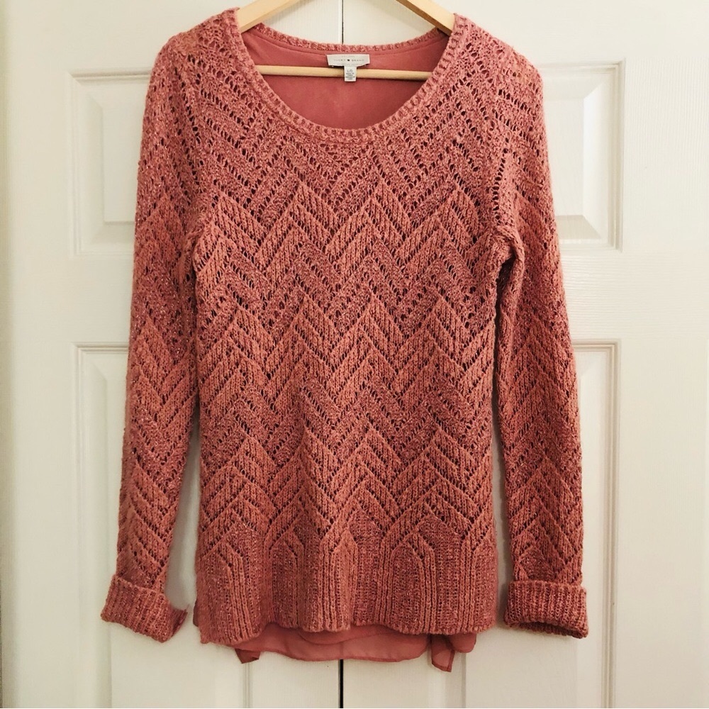 Lucky Brand LA, pullover sweater, pink, size Large, Preowned- good condition